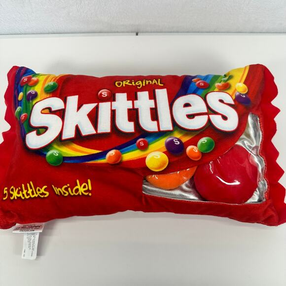 Skittles It'sugar Red Stuffed Pillow with 5 Mini Plush Candy Inside - Picture 2 of 8